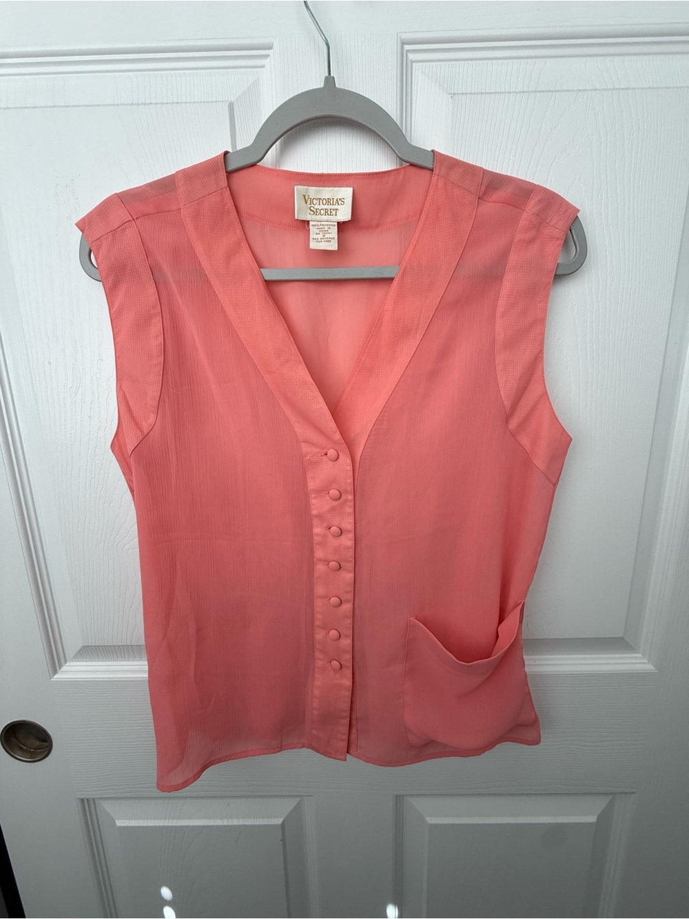 Victoria's Secret Coral Button-Front Sleeveless Blouse